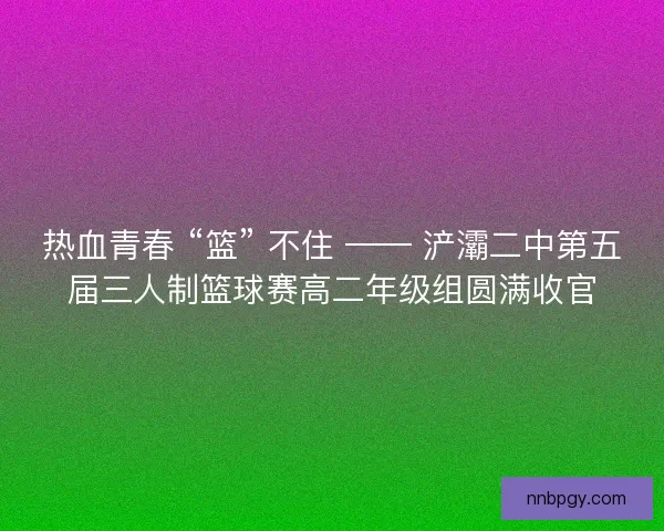 热血青春 “篮” 不住 —— 浐灞二中第五届三人制篮球赛高二年级组圆满收官