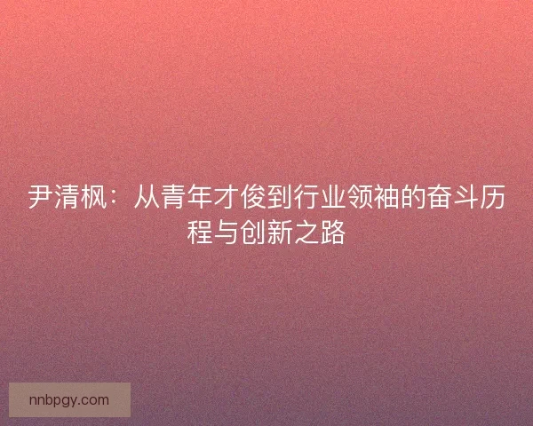 尹清枫：从青年才俊到行业领袖的奋斗历程与创新之路